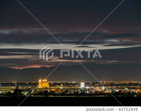 Sunset red afterglow over the famous strip of Sunset red afterglow over the famous strip of 63722839