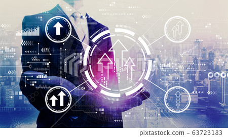 Rising arrow theme with businessman Rising arrow theme with businessman 63723183
