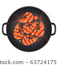 Grilled shrimp. Tiger prawn. Shrimps in a pan with 63724175