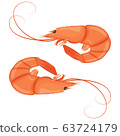 Boiled shrimps. Cooked tiger prawn. Shrimps 63724179