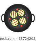 Grilled zucchini sliced slices in a pan with chili 63724202