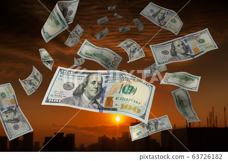 Falling 100 dollar bill 63726182
