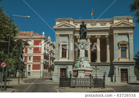Monument on street in front of building in Madrid Monument on street in front of building in Madrid 63726558
