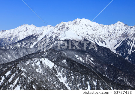從八戶岳看的八里岳和穗高山脈 從八戶岳看的八里岳和穗高山脈 63727458