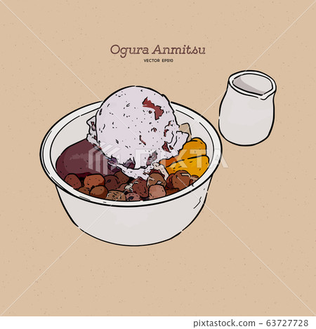Ogura anmitsu, hand draw sketch vector. Ogura anmitsu, hand draw sketch vector. 63727728