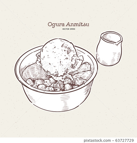 Ogura anmitsu, hand draw sketch vector. Ogura anmitsu, hand draw sketch vector. 63727729