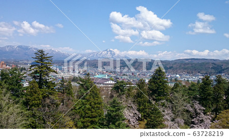 Aizuwakamatsu Cherry Blossom Observatory at Cherry Blossoms Scenery seen from Mt.Bandai 63728219