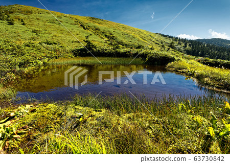 View of the ponds of autumn leaves and Mt. View of the ponds of autumn leaves and Mt. 63730842