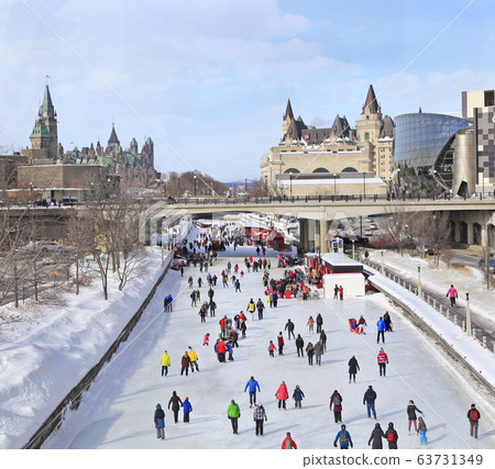 Rideau Canal Ice Skating Rink in winter, Ottawa, Canada Rideau Canal Ice Skating Rink in winter, Ottawa, Canada 63731349