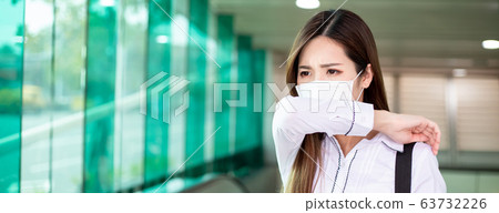 Asian woman cough with mask 63732226