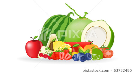 Fruits icons detailed photo realistic vector set 63732490