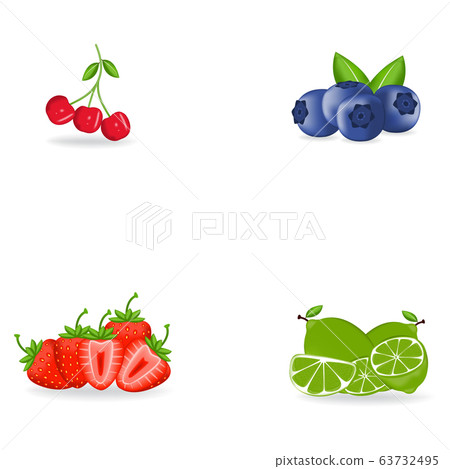 Fruits icons detailed photo realistic vector set - Stock Illustration ...