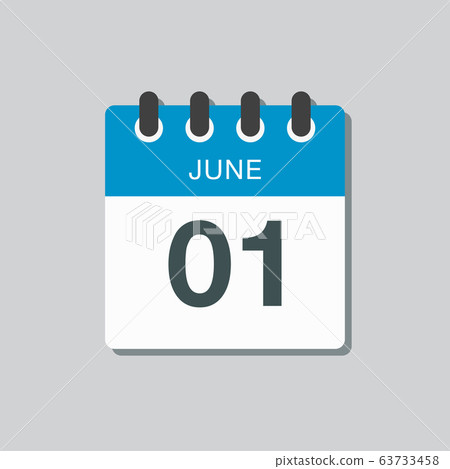 Icon calendar day 1 June, summer days of the year Icon calendar day 1 June, summer days of the year 63733458