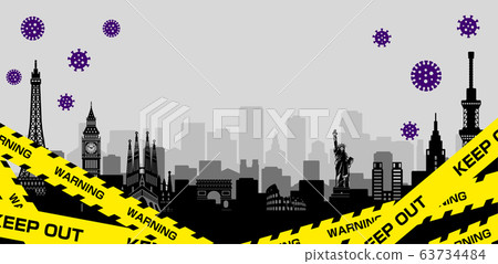 城市封鎖/城市封鎖（新冠狀病毒/ Covid19）橫幅插圖/無文字 63734484