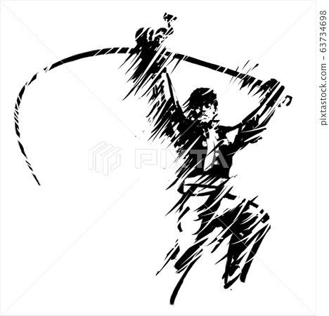 釣魚圖扔釣魚黑白插圖 63734698