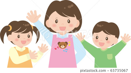 Nursery teacher and nursery school child upper body Nursery teacher and nursery school child upper body 63735067