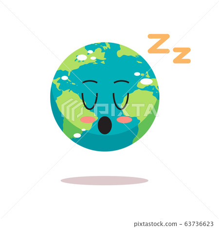 cute earth character sleeping cartoon mascot... - Stock Illustration  [63736623] - PIXTA