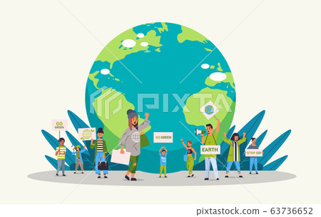 environmental activists holding posters go... - Stock Illustration  [63736652] - PIXTA