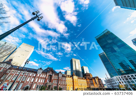 Tokyo cityscape in Japan: view of Tokyo station square, etc. = March 15 63737406