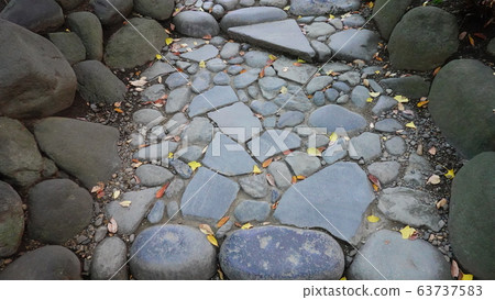 Cobblestone road in Japanese garden Cobblestone road in Japanese garden 63737583