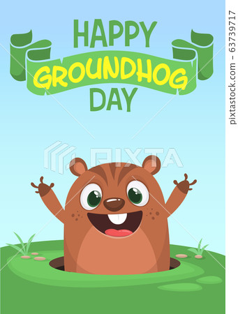 Cute cartoon marmot looking from hole Cute cartoon marmot looking from hole 63739717