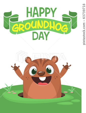Happy cartoon groundhog on his day. Vector Happy cartoon groundhog on his day. Vector 63739718