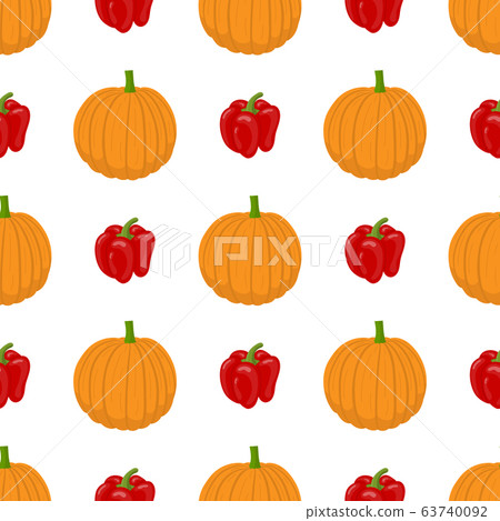 Seamless pattern with fresh pumpkin and bell 63740092