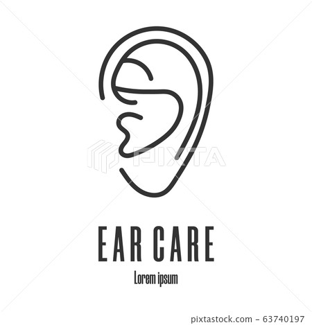 Line style icon of a ear. Ear care logo. Clean and Line style icon of a ear. Ear care logo. Clean and 63740197