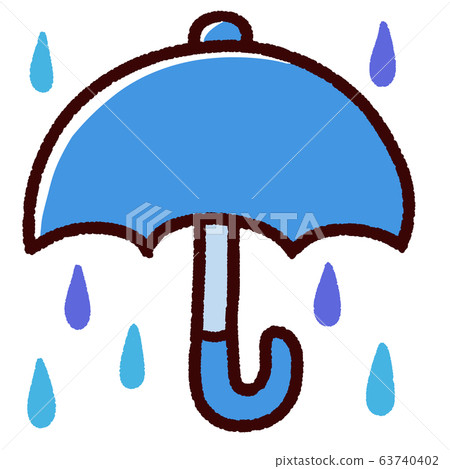 Cute blue umbrella and rain 63740402