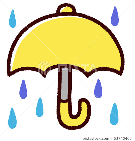 可愛的黃色雨傘和雨 可愛的黃色雨傘和雨 63740403