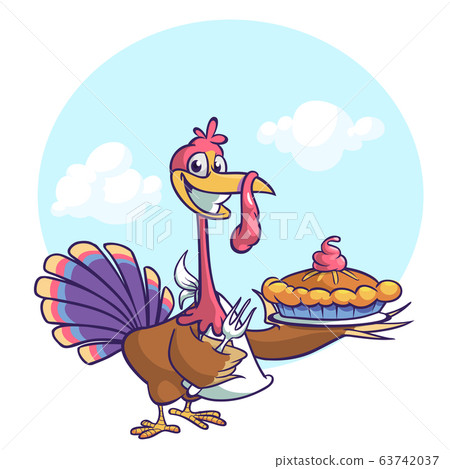 Funny cartoon Thanksgiving turkey bird. Vector illustration Funny cartoon Thanksgiving turkey bird. Vector illustration 63742037