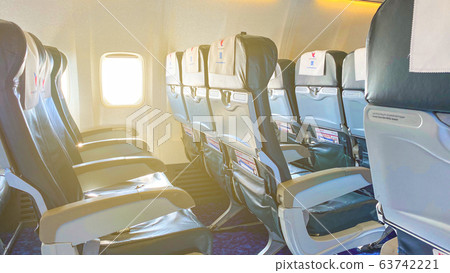 Airplane seats inside. Empty seats 63742221
