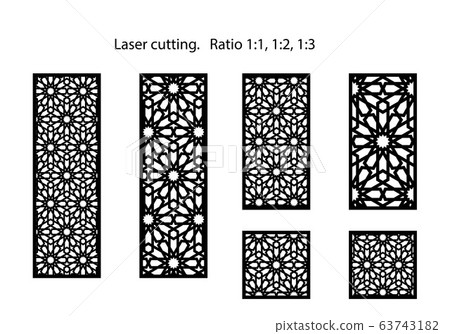 Cnc set of decorative vector panels for laser cutting 63743182