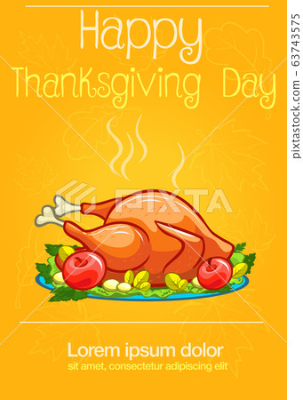 Thanksgiving appetizing fried turkey meal poster. Thanksgiving appetizing fried turkey meal poster. 63743575