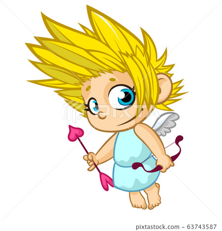 Cute cartoon cupid baby boy character with wings Cute cartoon cupid baby boy character with wings 63743587