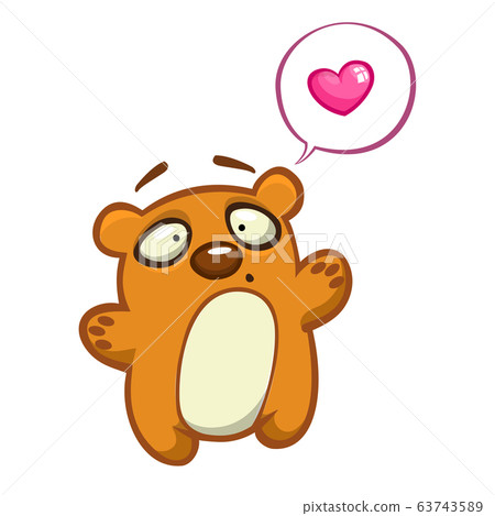 Cute cartoon bear character. Vector illustration of a bear waving hand. Isolated on white Cute cartoon bear character. Vector illustration of a bear waving hand. Isolated on white 63743589