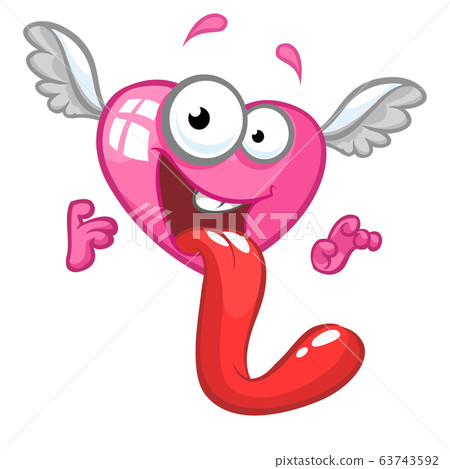 Cute cartoon cupid heart with wings Cute cartoon cupid heart with wings 63743592