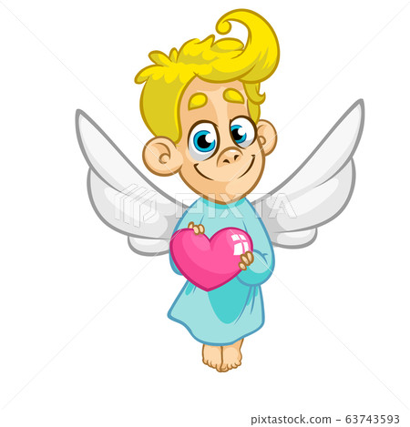Illustration of a Baby Cupid Hugging a Heart. Illustration of a Baby Cupid Hugging a Heart. 63743593