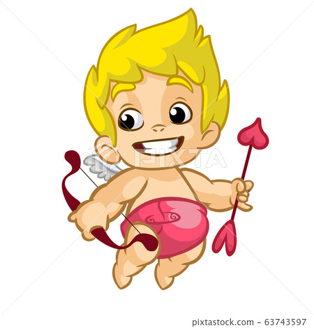 Cute cartoon cupid baby boy character with wings Cute cartoon cupid baby boy character with wings 63743597