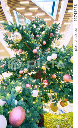 New Years interior. Christmas tree, decorations. New Years interior. Christmas tree, decorations. 63743658