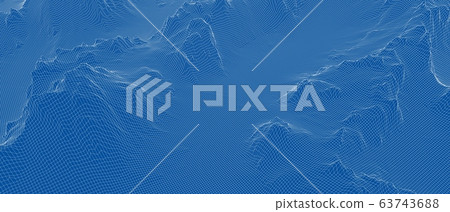 Abstract 3d wire-frame landscape. Blueprint style Abstract 3d wire-frame landscape. Blueprint style 63743688