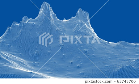 Abstract 3d wire-frame landscape. Blueprint style Abstract 3d wire-frame landscape. Blueprint style 63743700