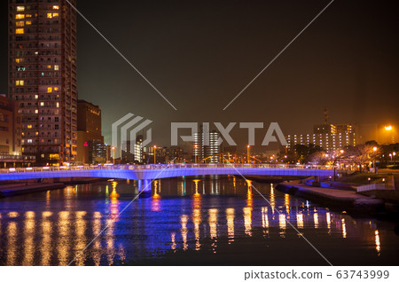 Night view of Ogai Bridge [Kitakyushu City, Fukuoka Prefecture] 63743999