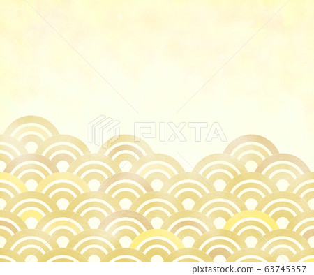 青海波浪橫幅背景（300：250）手繪風格（黃色） 63745357