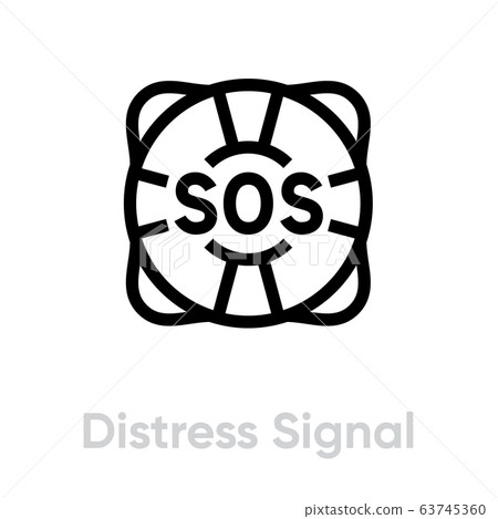 Distress signal lifebuoy help icon. Editable line vector. 63745360