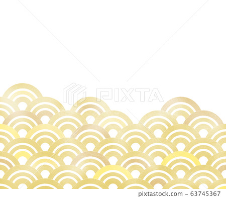 青海波浪橫幅背景（300：250）手繪風格（黃色）[JPG / PNG背景傳輸] 63745367