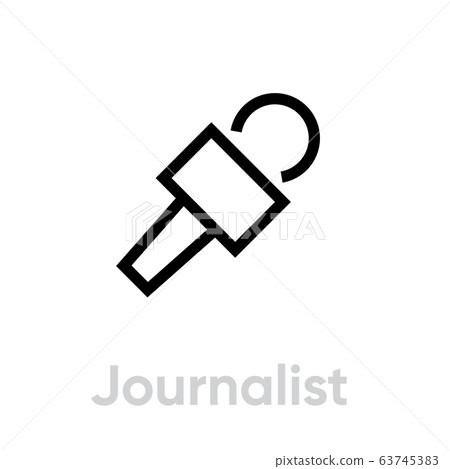 Journalist microphone icon. Editable line vector. 63745383