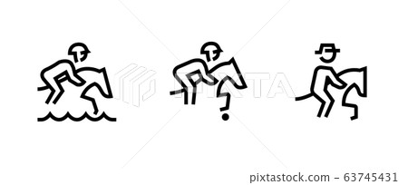 Set of three sport icons. Editable line vector. 63745431