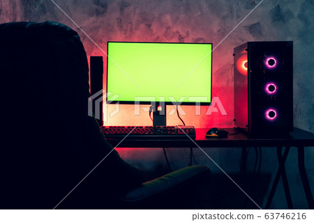 A blank screen computer on a table. E-sport concept. 63746216