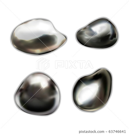 Set of glossy liquid metal drops on white Set of glossy liquid metal drops on white 63746641